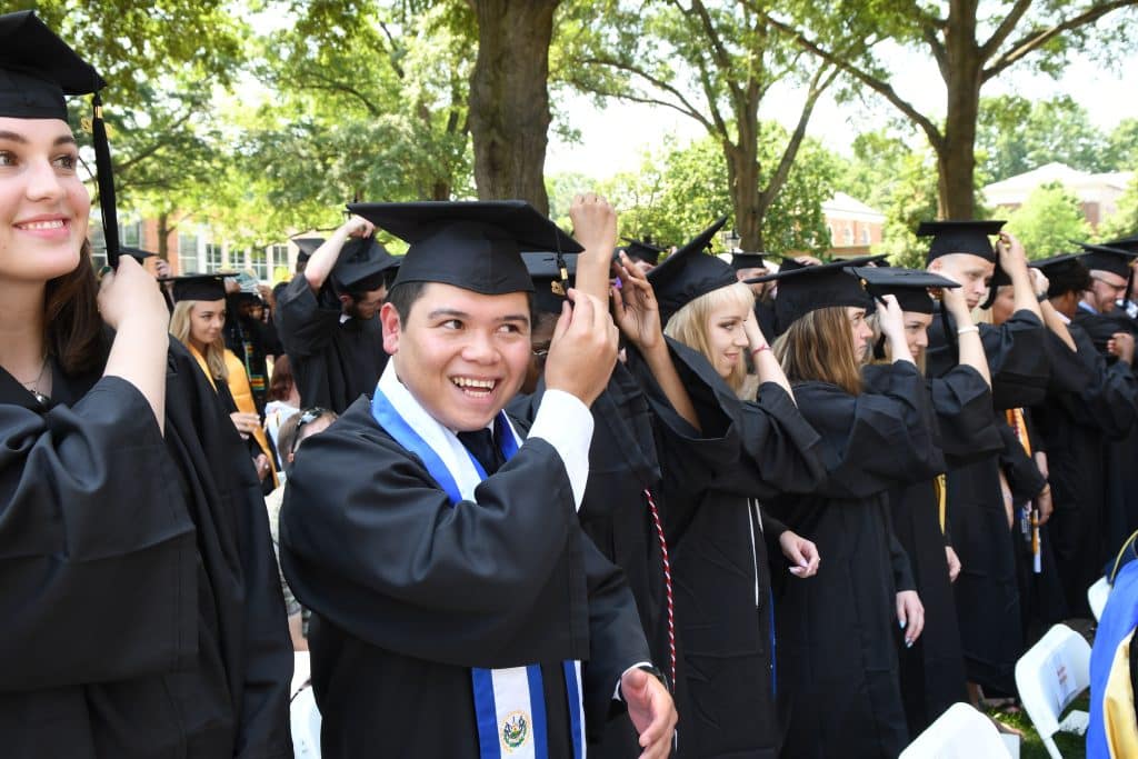 RMC student smile and turn their tassels during Commencement 