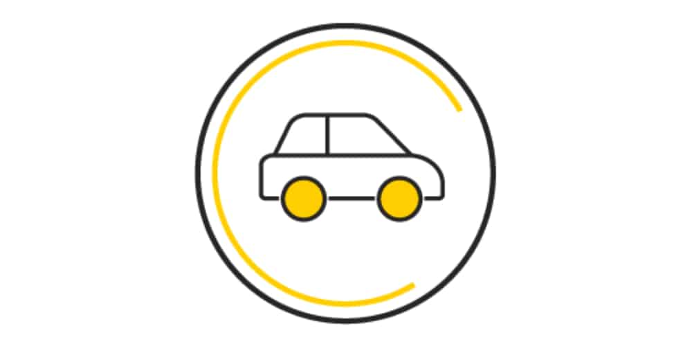 A car icon on a white background.